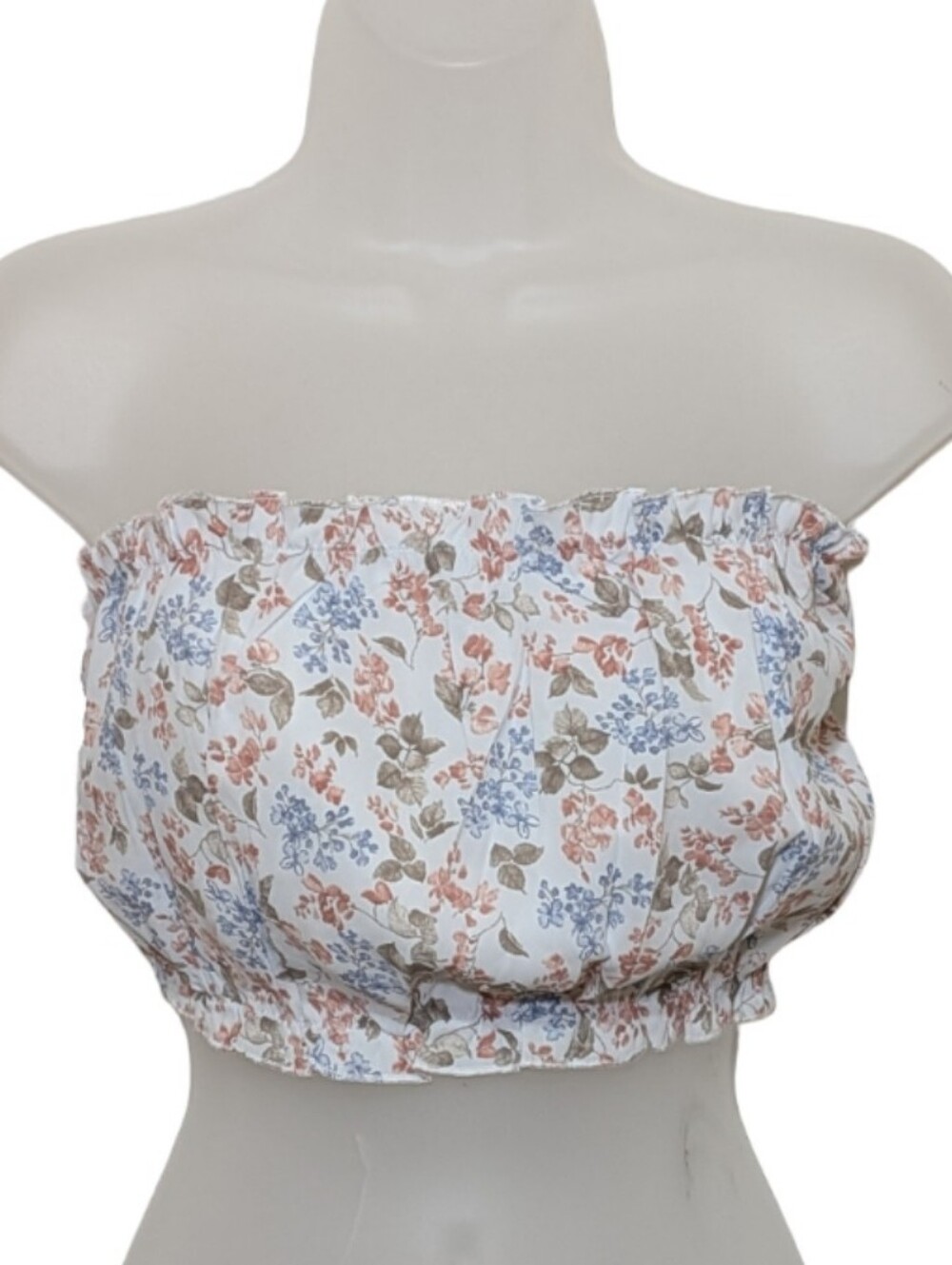 Kirundo Floral Strapless Smocked Tune Top - White Floral | Crop Top | Coquette
